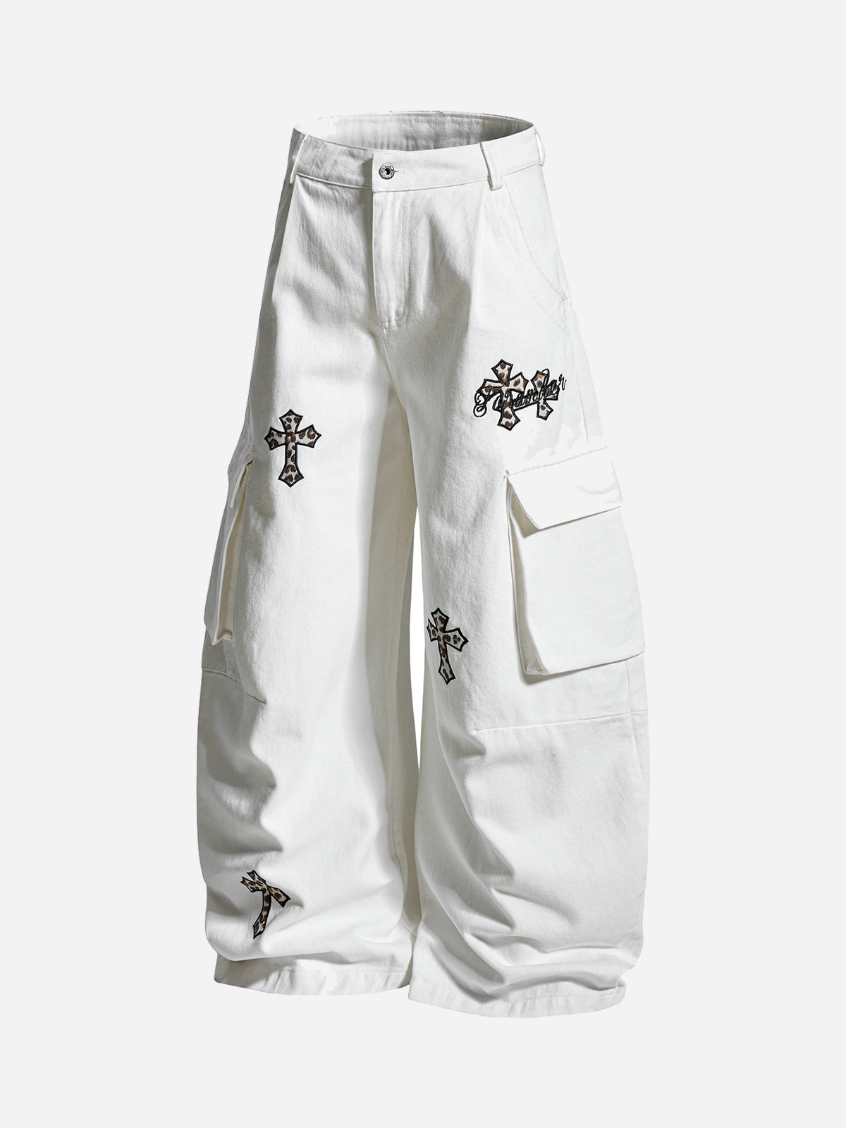 Hip-hop Style Leopard Print Cross Utility Pants
