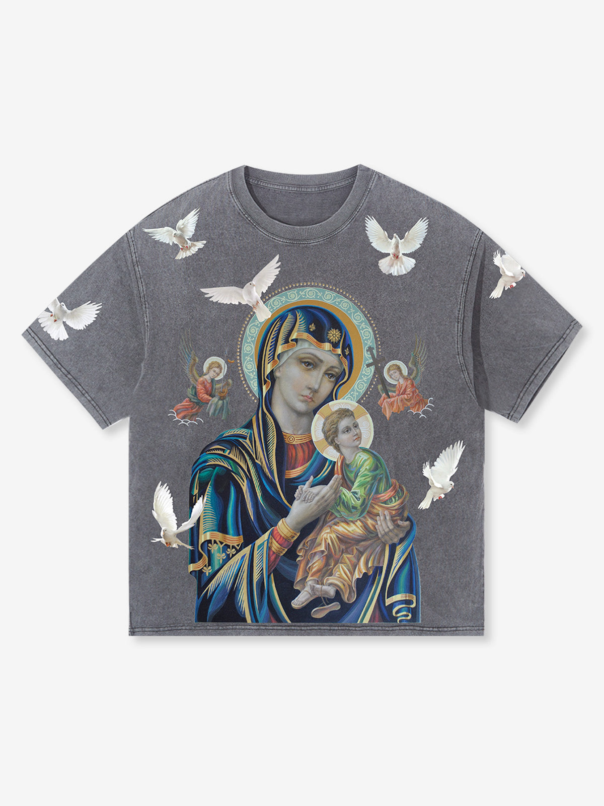 OBSTACLES &amp; DANGERS© T-Shirt mit Madonna und Kind, erhältlich in 7 Farben 