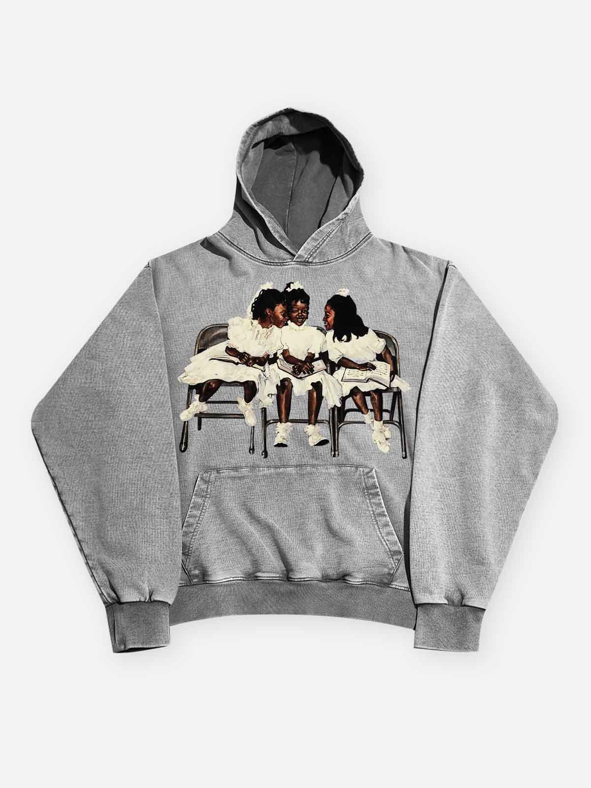 High Quality Laughing Black Girl Print 425g Hoodie