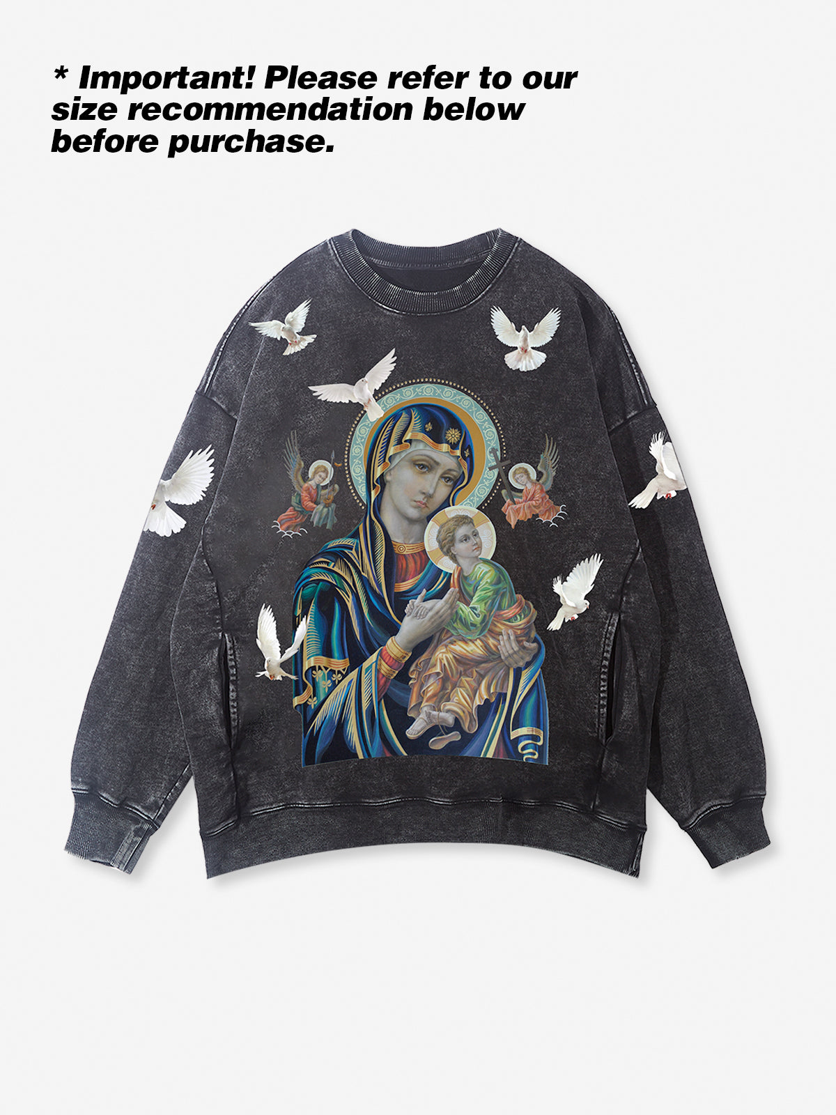 UNKNOWN ALLURE© Dickes Rundhals-Sweatshirt mit Madonna und Kind
