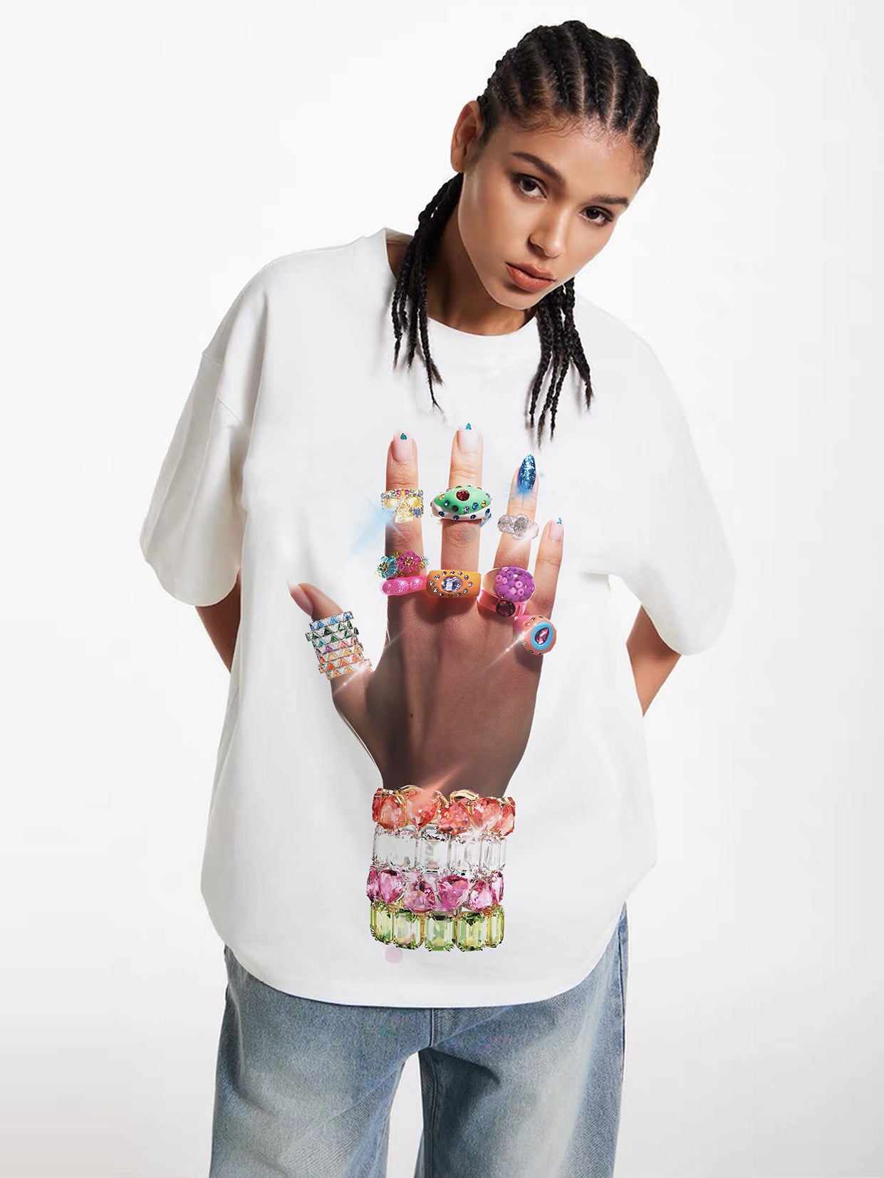 BOUNCE BACK© Colorful Art Bracelet and Ring T-shirt