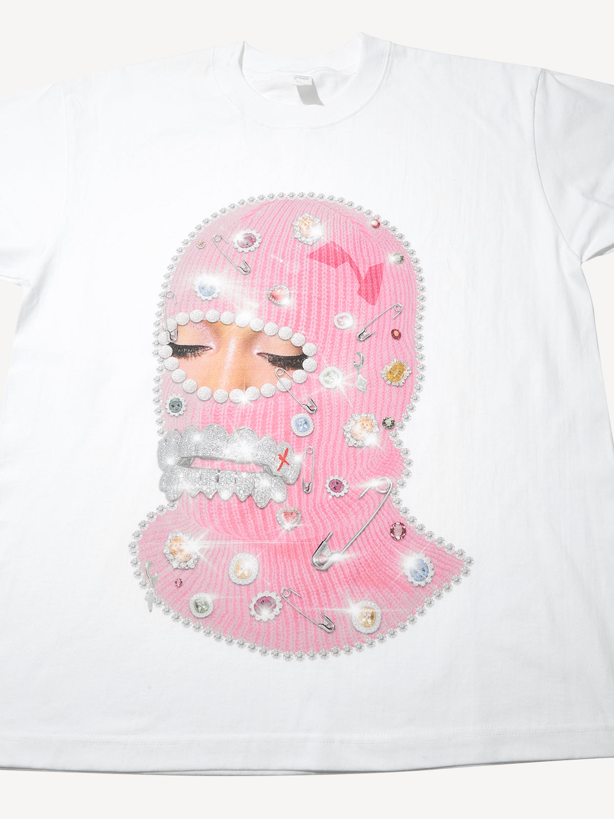 Pink Diamond Knitted Cap Printed T-shirt