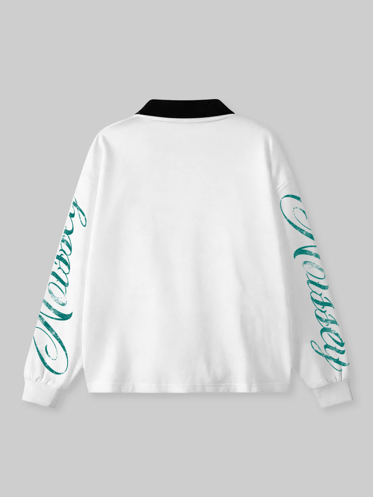 NOISSEY Vintage Engraving Angel &amp; Redemption Jesus Contrast Collar Polo Sweatshirt - White Streetwear Shirt