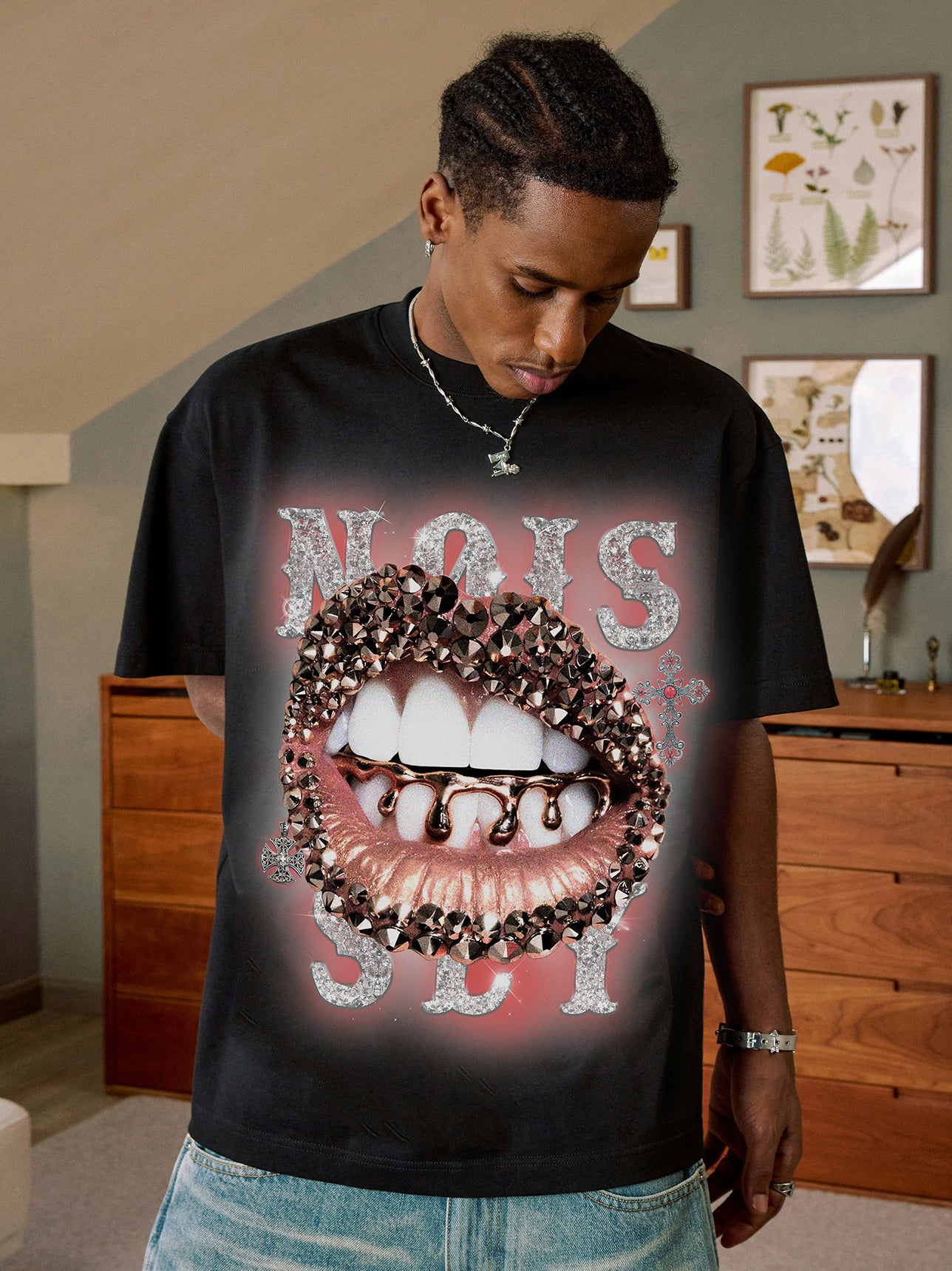 BOUNCE BACK© Noissey Original Diamond Lips Printed T-shirt