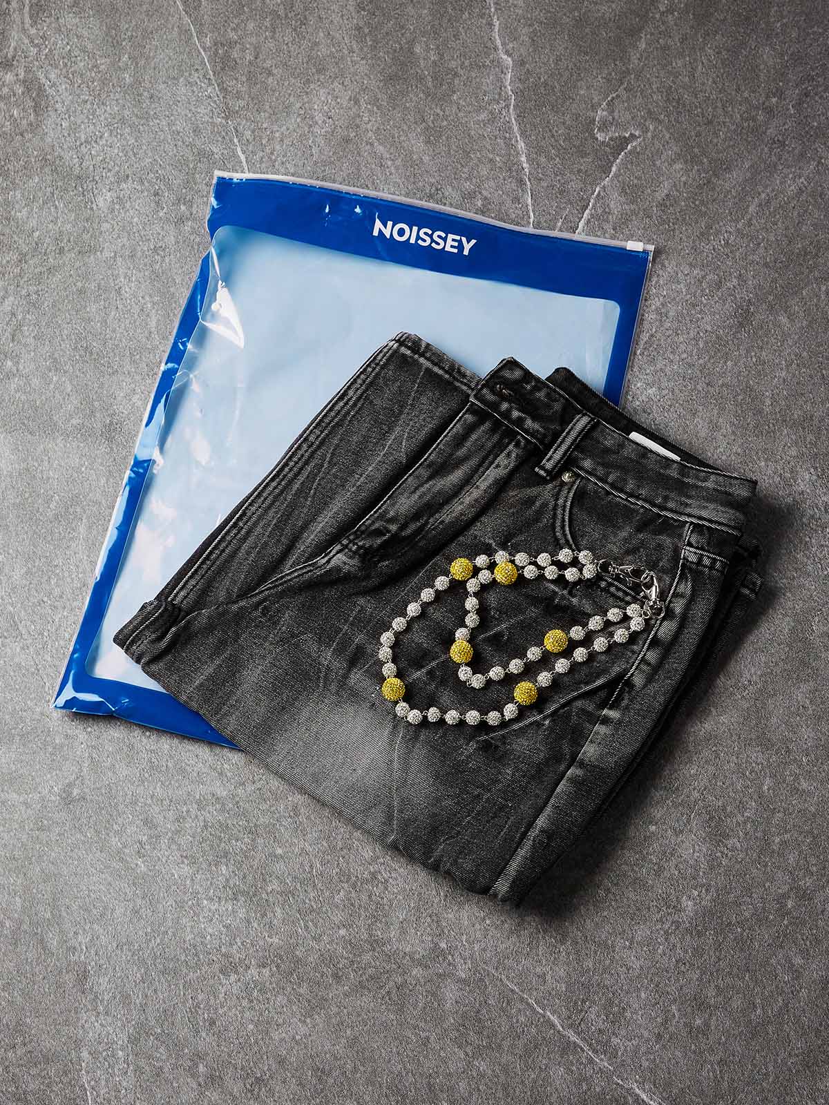 NOISSEY Wash Black Denim Shorts - DIY Chain Combo