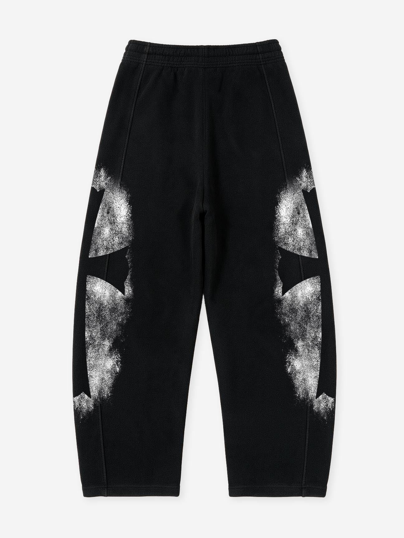 NOISSEY "Gothic Cross" Distressed Curved Black Long Pants