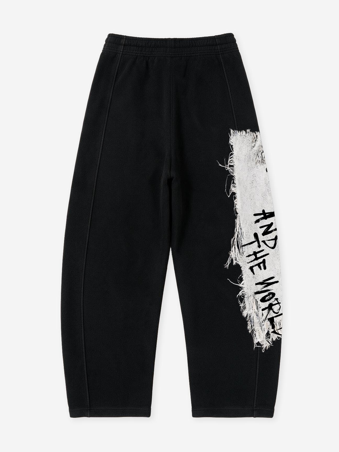 NOISSEY "Distressed Patch Script" Washed Scythe Casual Pants