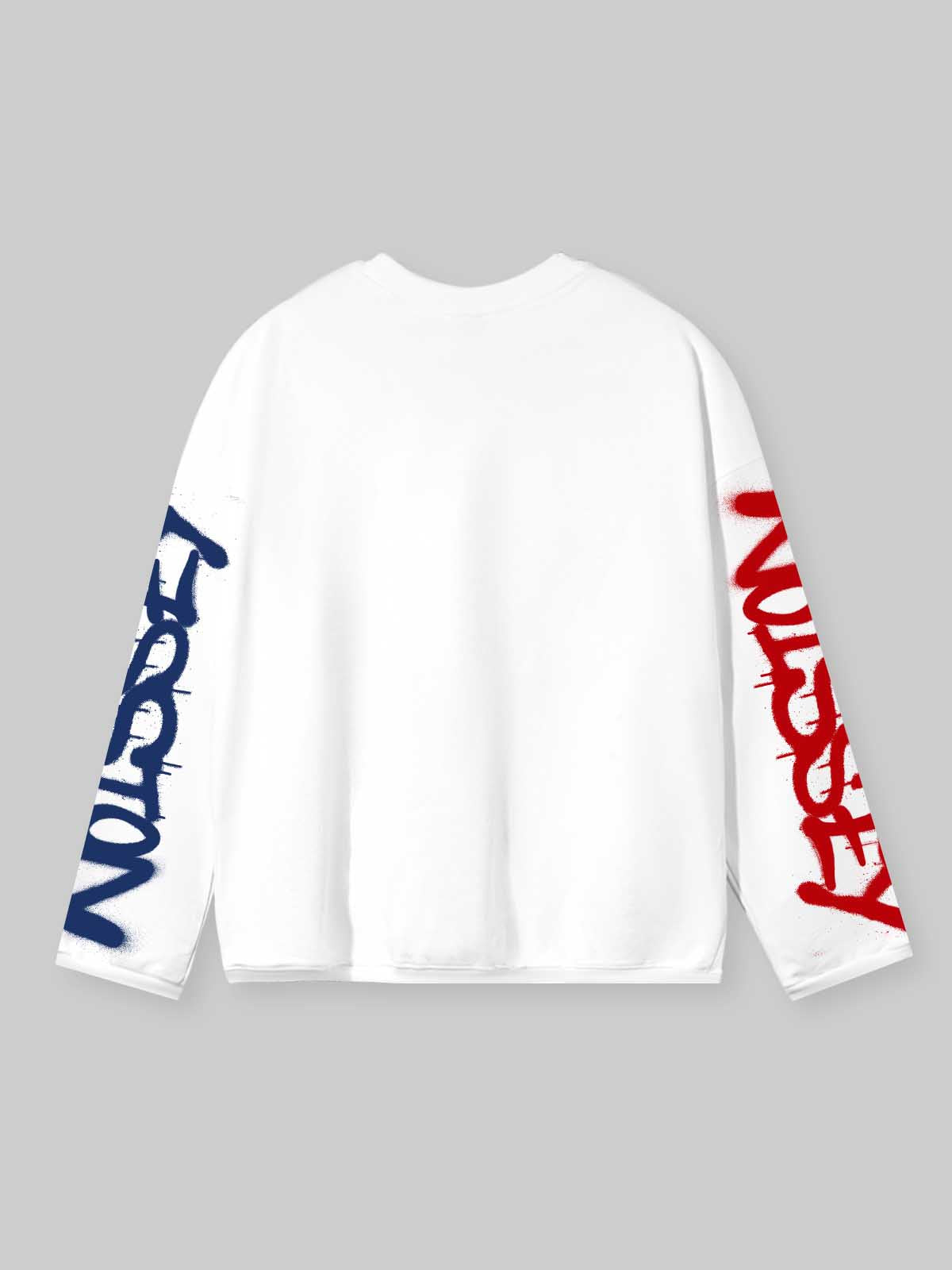 NOISSEY Red &amp; Blue Football Helmet Dual-Color Sleeve White Long Sleeve Shirt