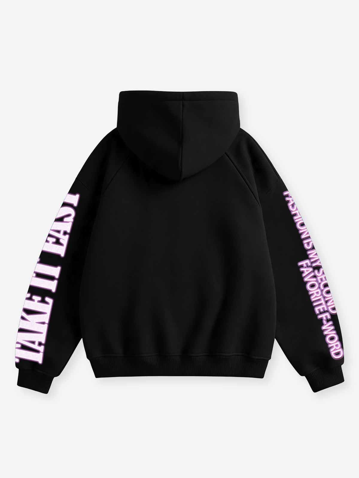 NOISSEY Neon Nightclub High Heel Graphic Heavyweight Zip-Up Hoodie - Black Streetwear Sweatshirt