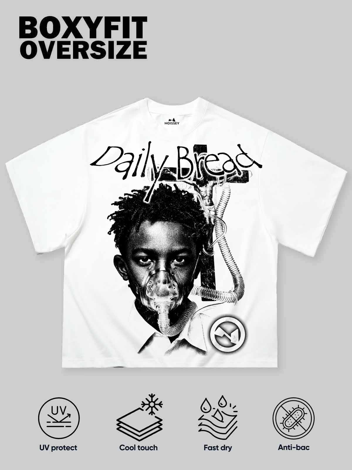 NOISSEY "Daily Bread" Breathing Mask Child & Faith Graphic White T-Shirt