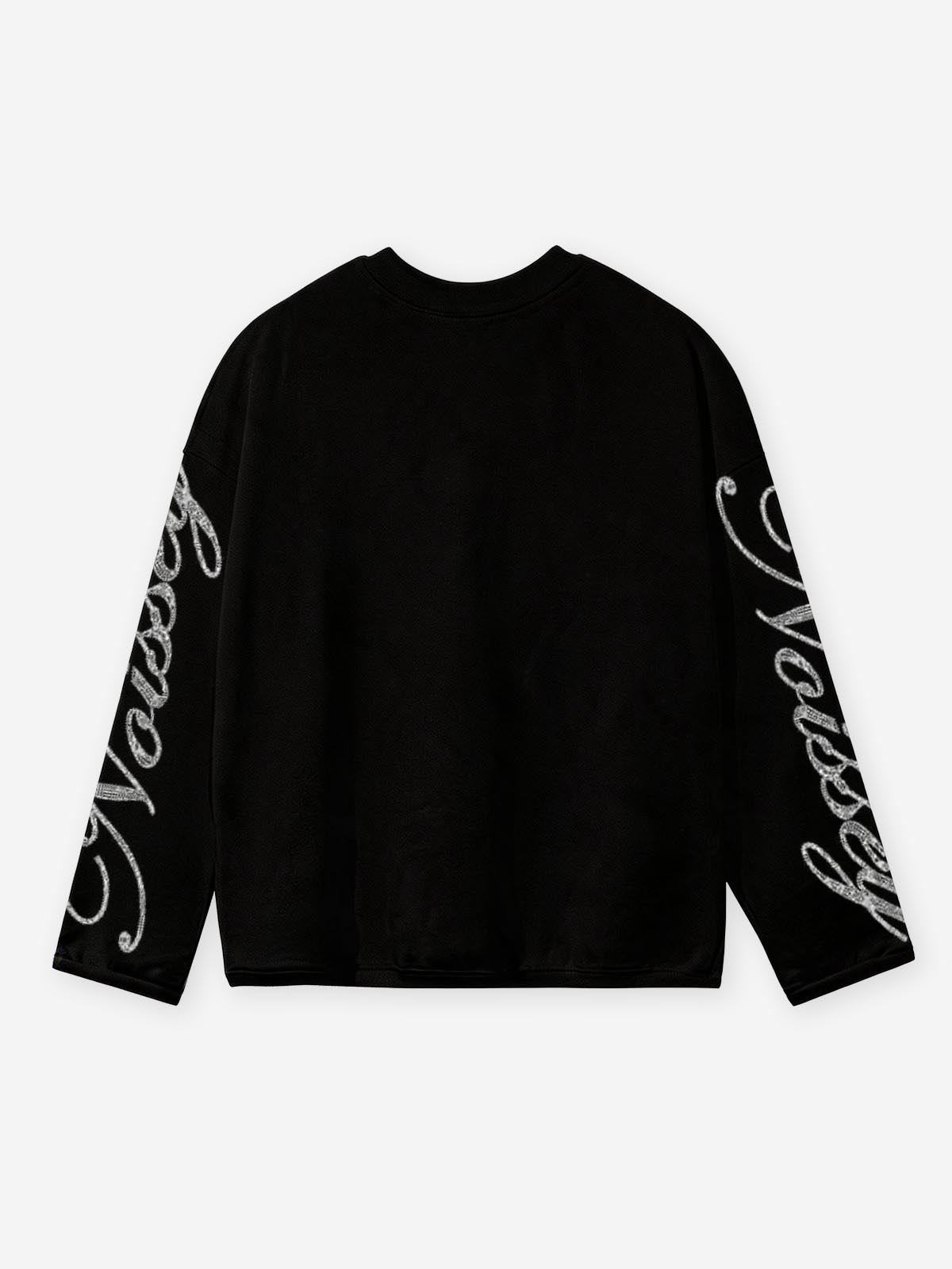 NOISSEY "Matthew 6:34" Crystal Cross & Diamond Hands Black Long Sleeve Tee