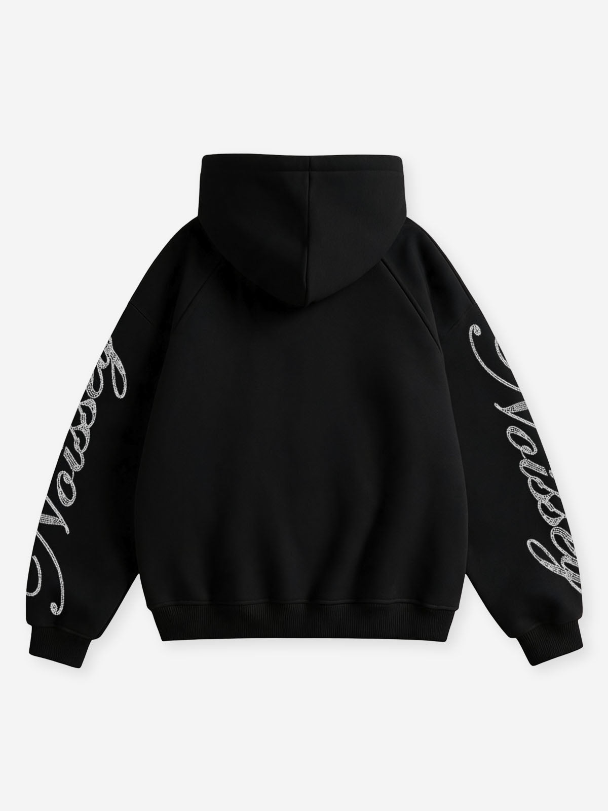 NOISSEY "Pink Crystal Lips & I NEED $" Iced-Out Gold Grillz Black Zip-Up Hoodie