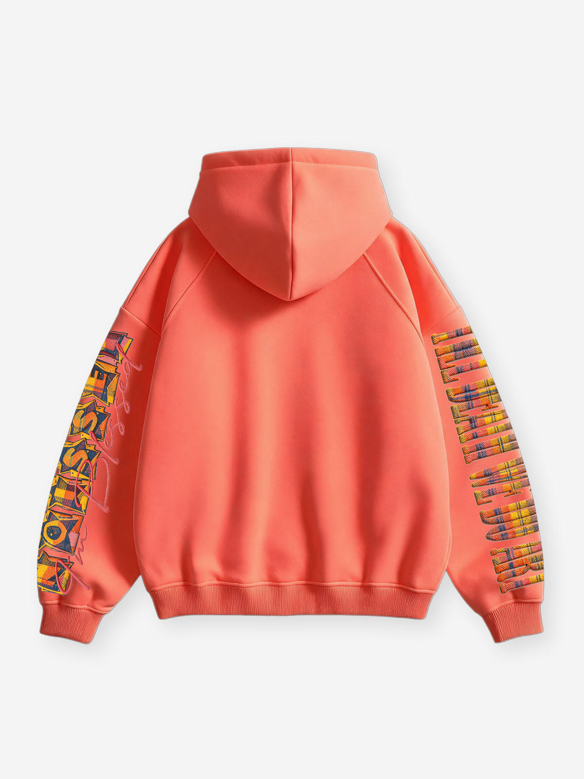 NOISSEY Plaid Cap Smiling Boy Graphic Full-Zip Hoodie – Orange