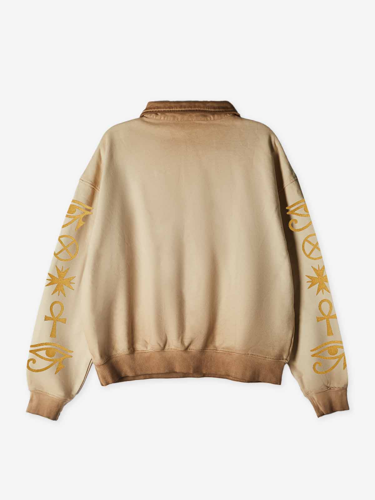 NOISSEY "Pharaoh's Gaze" Vintage Khaki Half-Zip Long Sleeve Polo