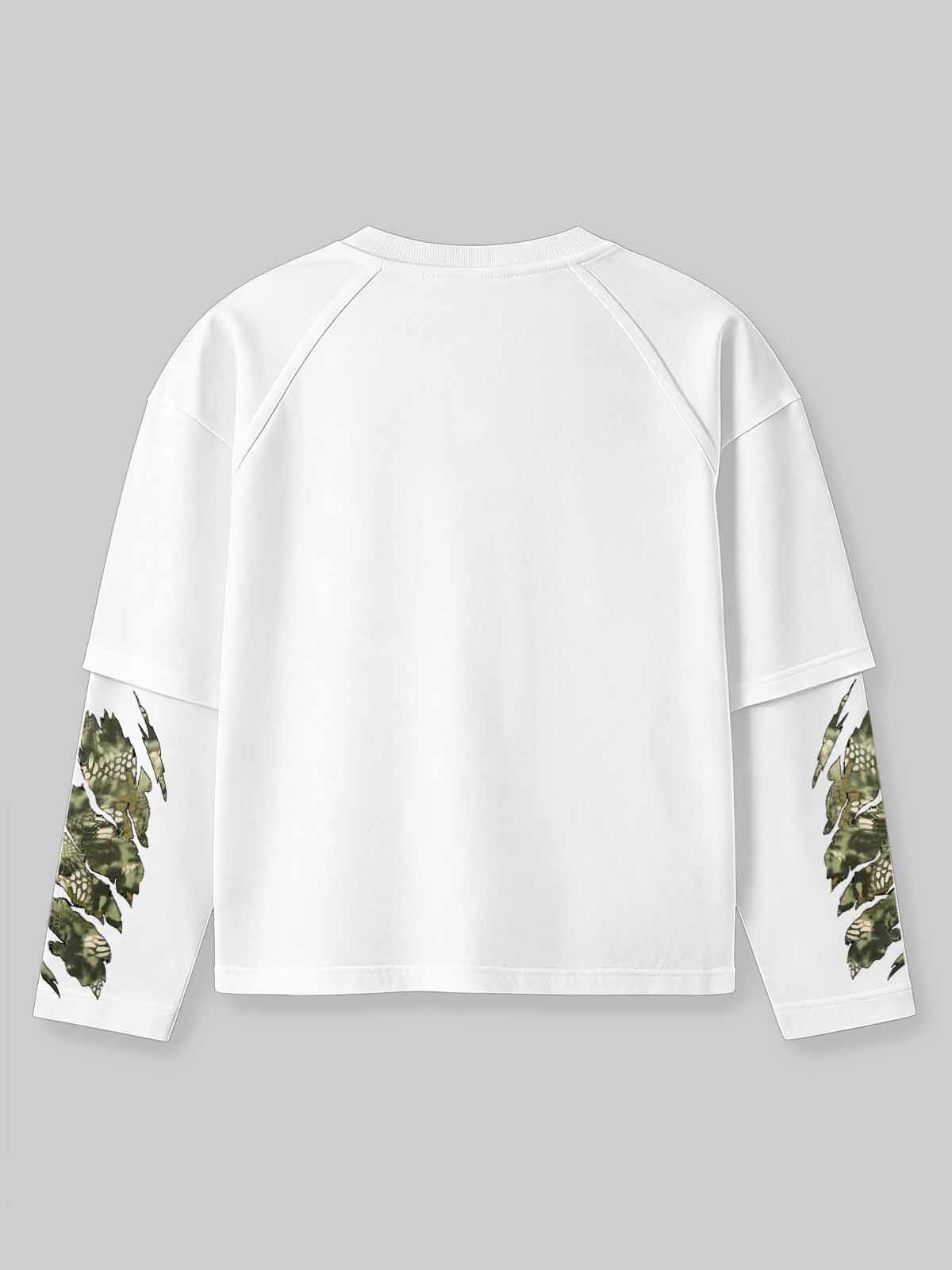 NOISSEY Camo Supercar Alligator Money Faux Layer Sweatshirt - White Streetwear