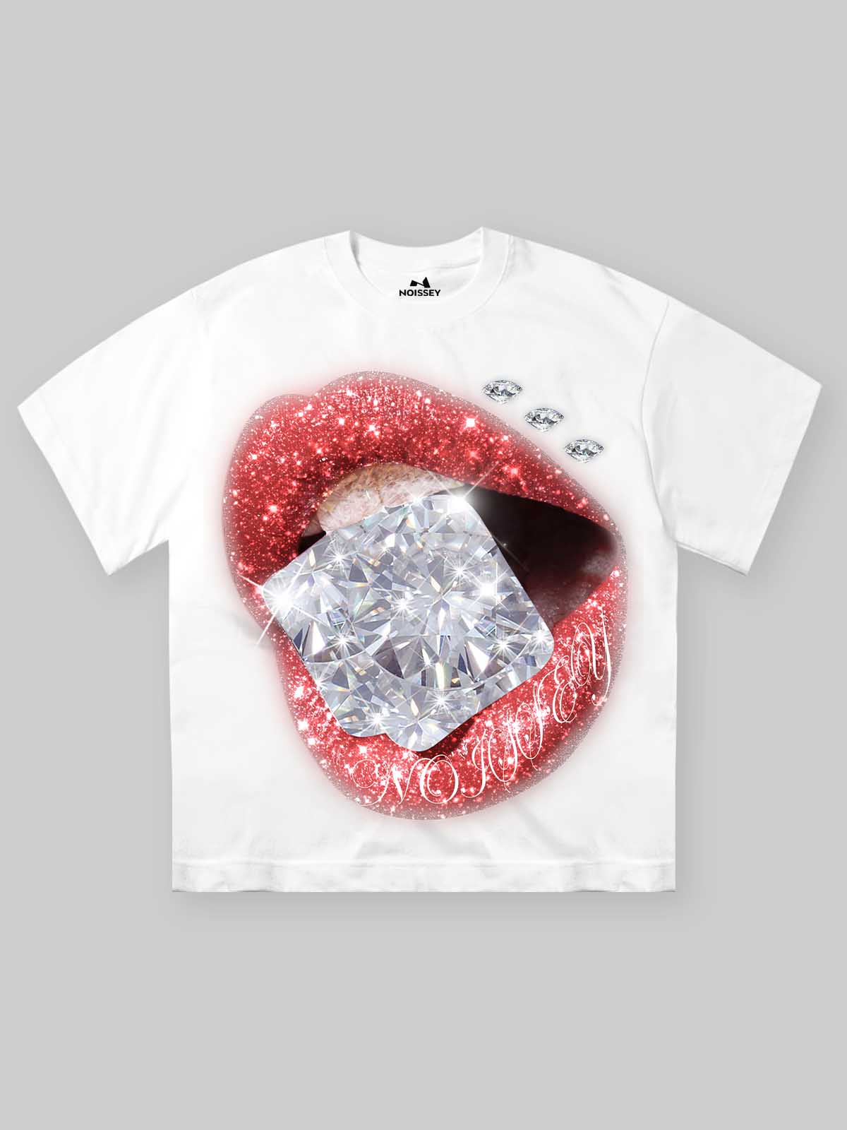 Bling Sequin Diamond Lip Print T-shirt