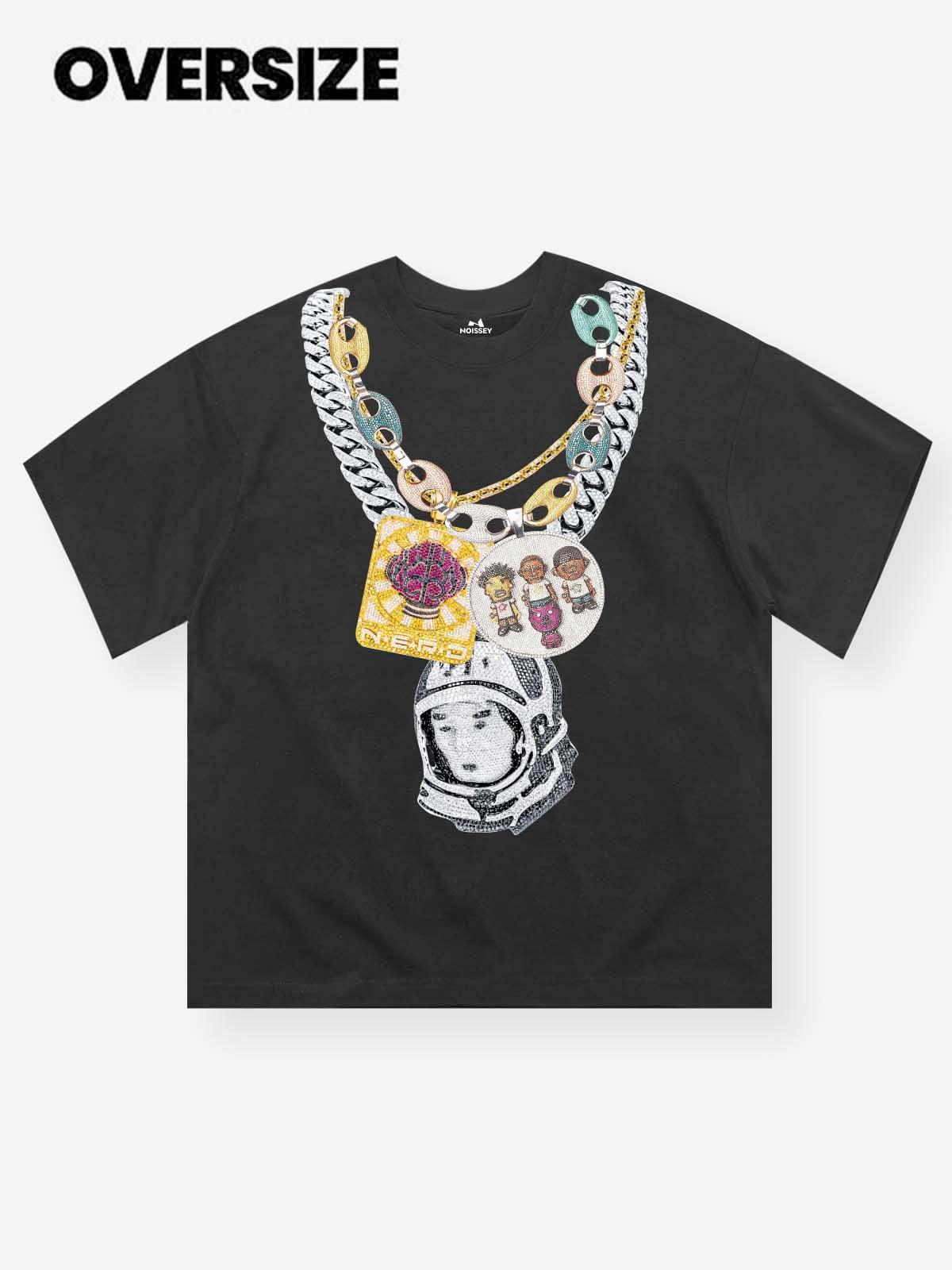 Memory-Carrying Rapper Necklace Printed T-shirt