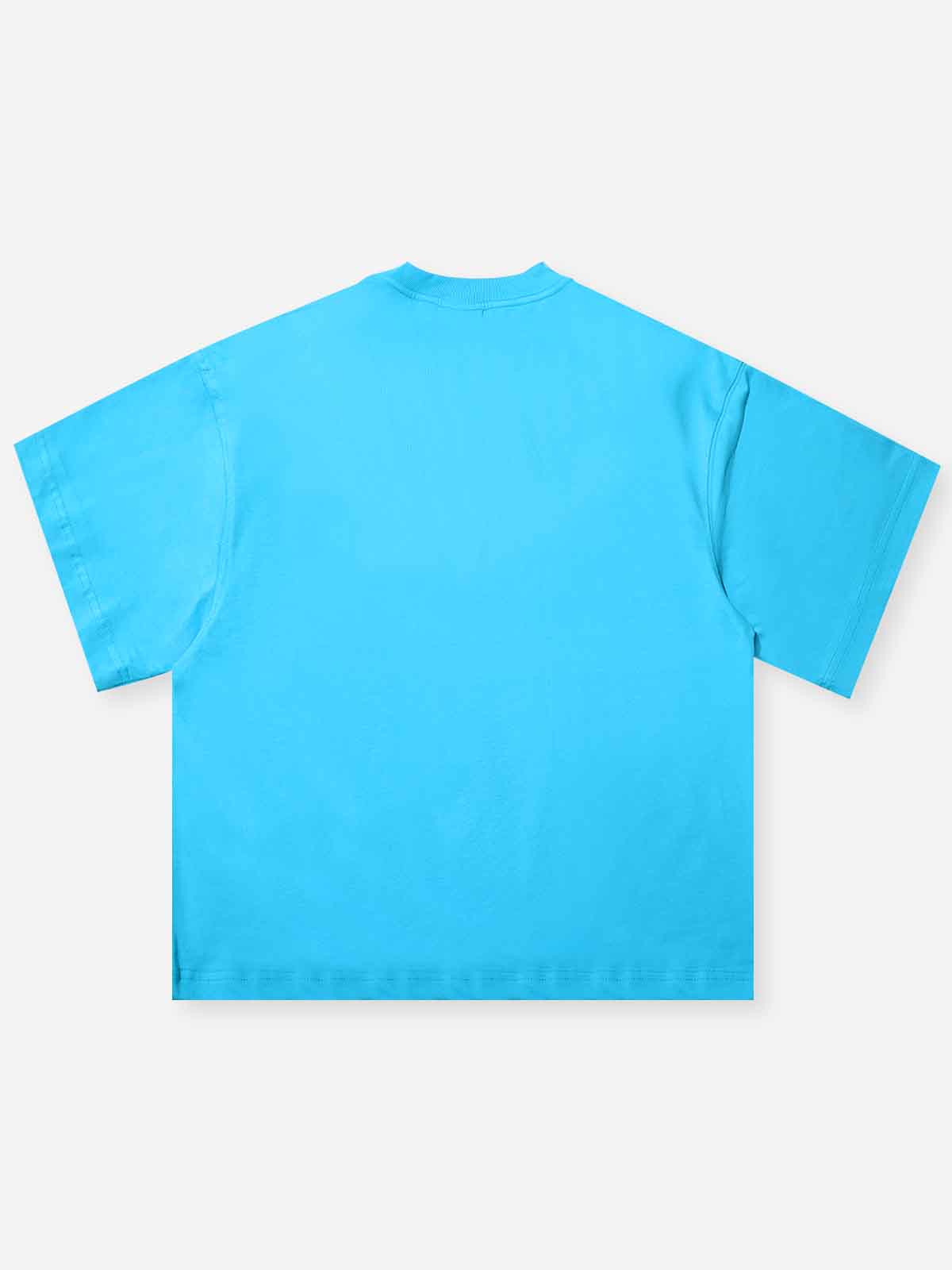 Boxy Oversized Blue T-shirt with Sparkling Statue of Liberty Print