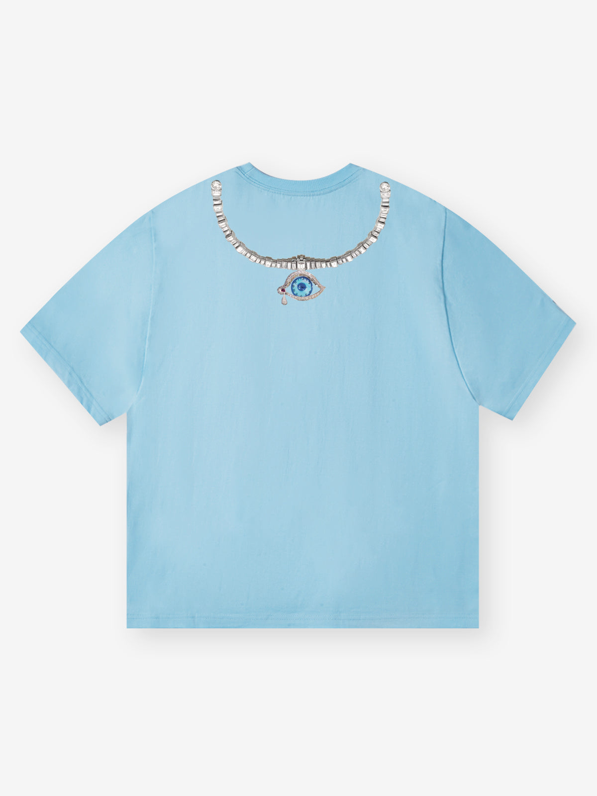 BOUNCE BACK© sky blue diamond necklace print T-shirt