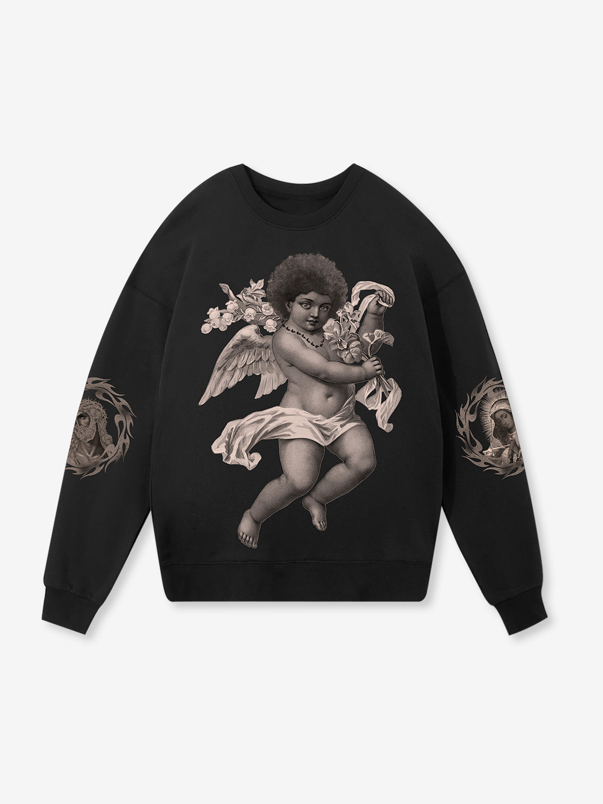 OBSTACLES & DANGERS© Black Angel Crewneck Sweatshirt