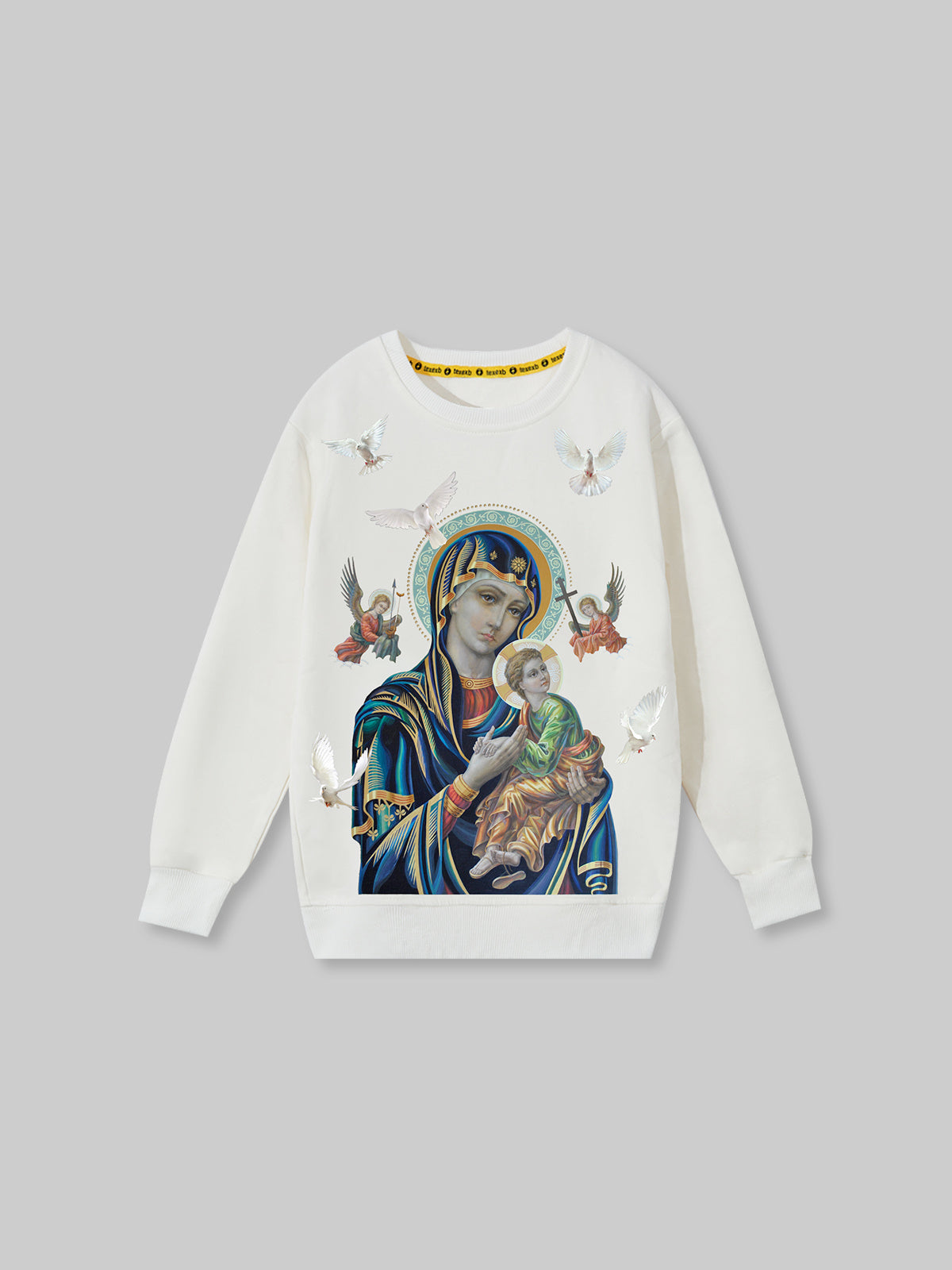 KINDER – Dickes Rundhals-Sweatshirt mit Madonna und Kind, 280 g