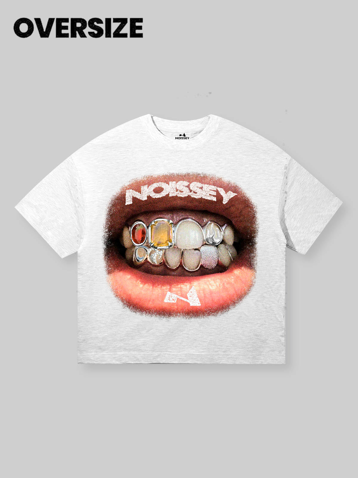 High quality Retro Lip Grills Noissey Print T-Shirt 310g Gray