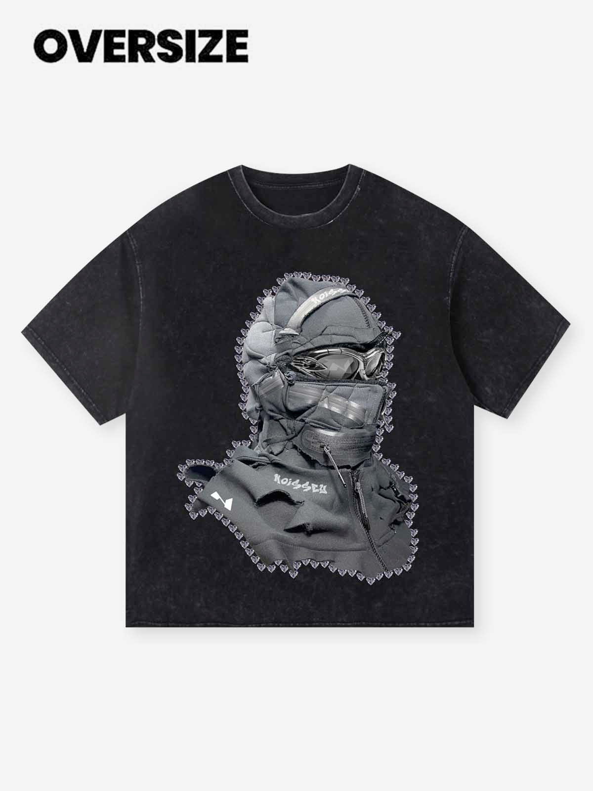 Black Shattered Collage Face Mask T-shirt