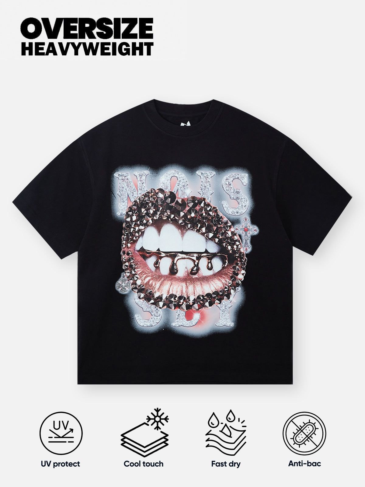 BOUNCE BACK© Noissey オリジナル ダイヤモンドリップス プリント Tシャツ
