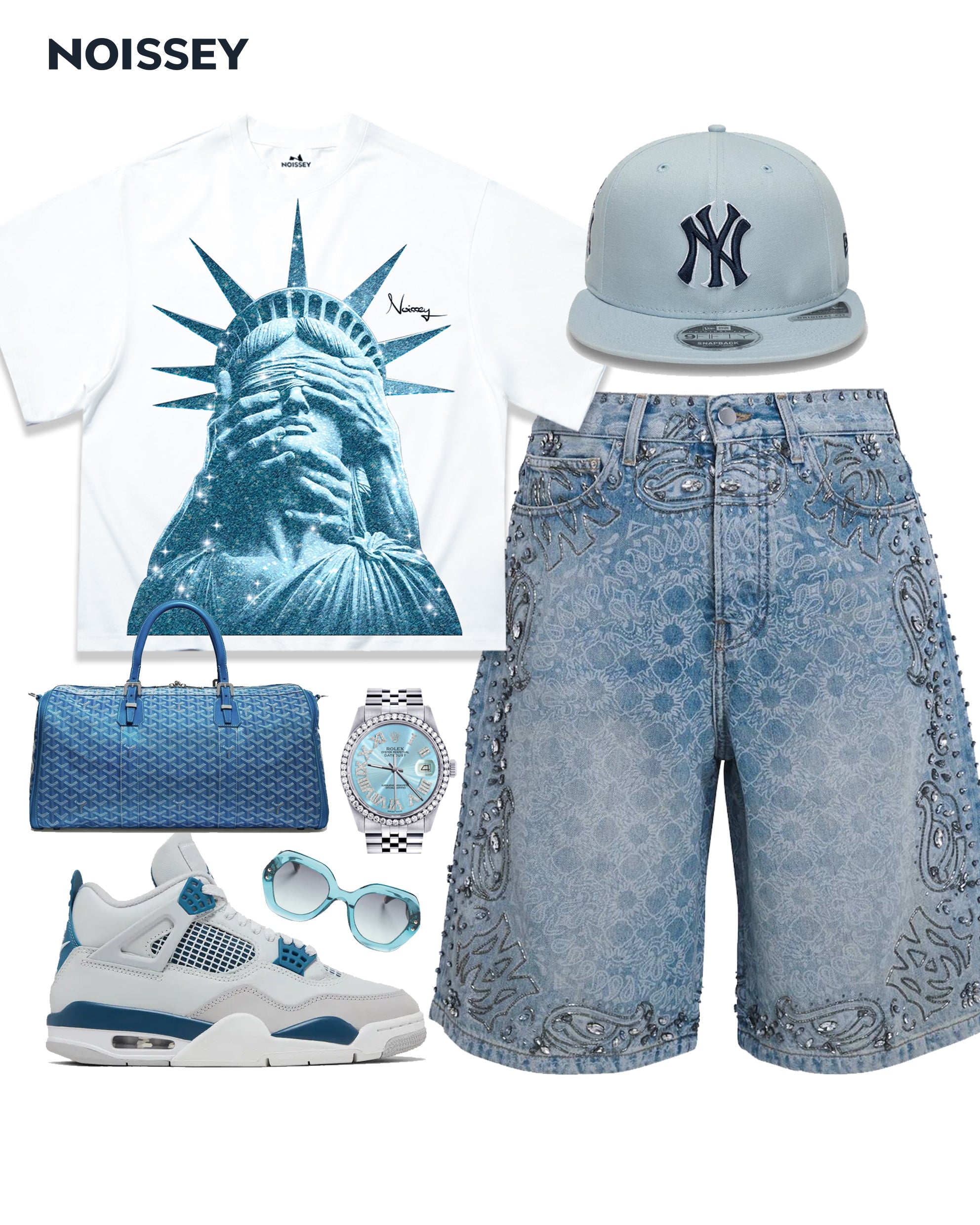 NOISSEY "Liberty Blinded" Glittering Cooling Boxy Tee