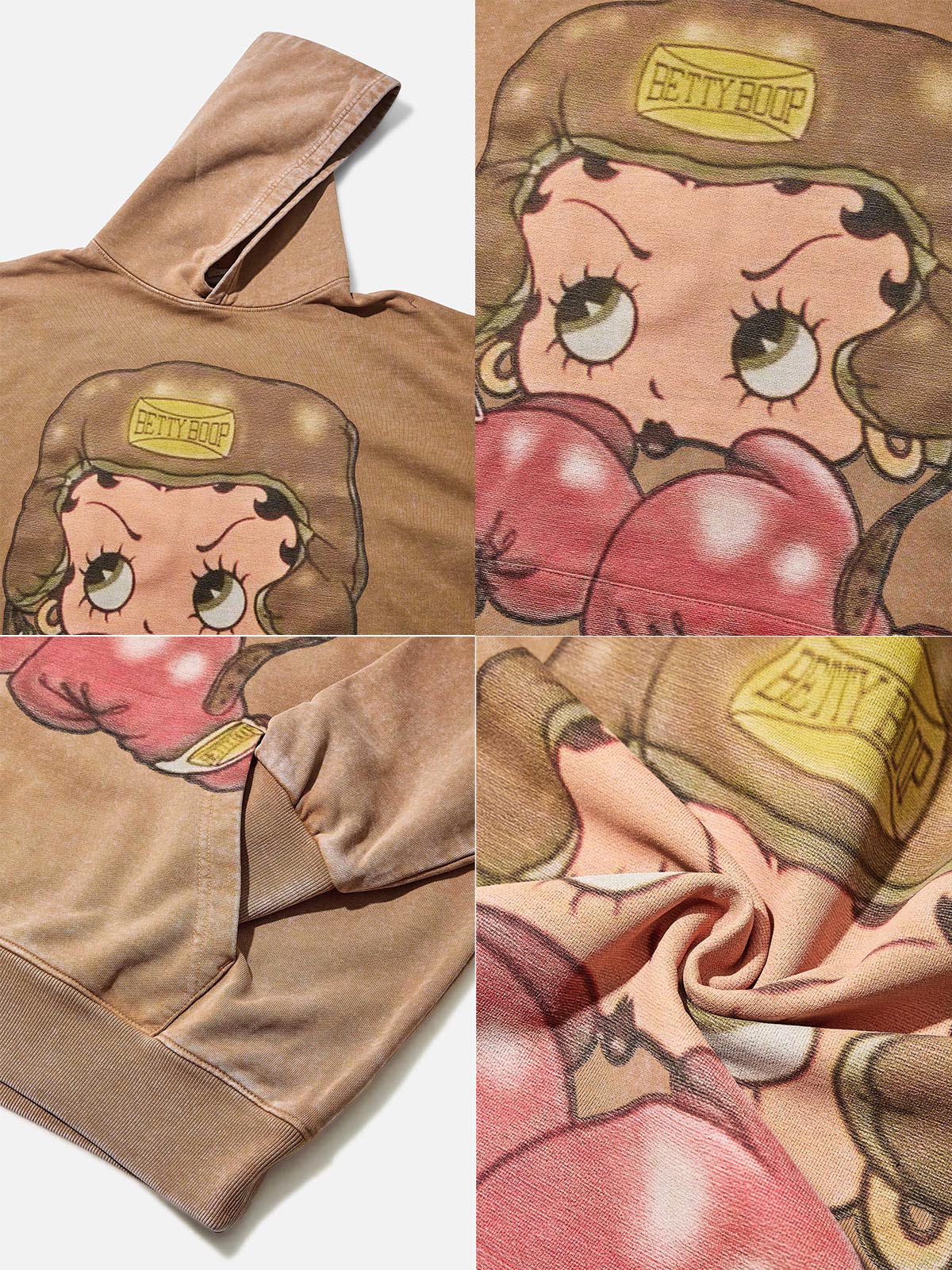 High quality Cartoon girl Boxing Print 425g Hoodie