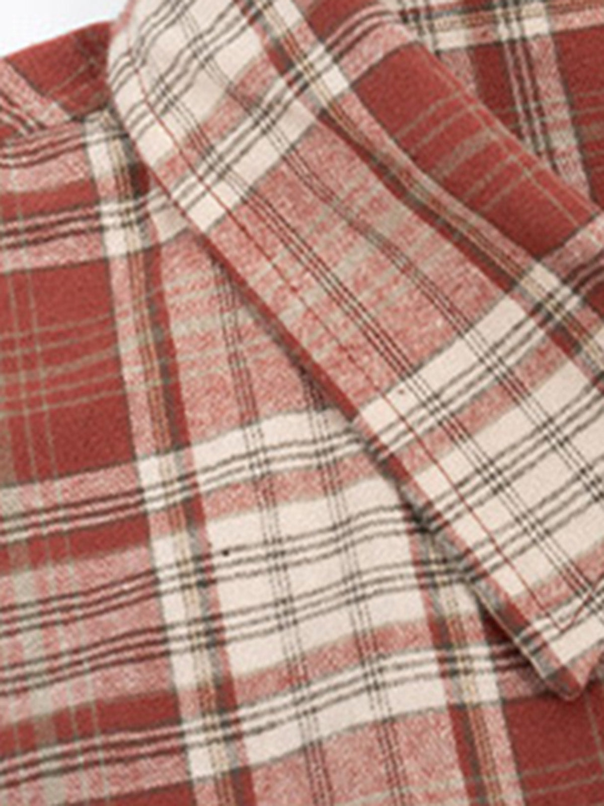 Loose-fit Popular Short Checkered Shirt