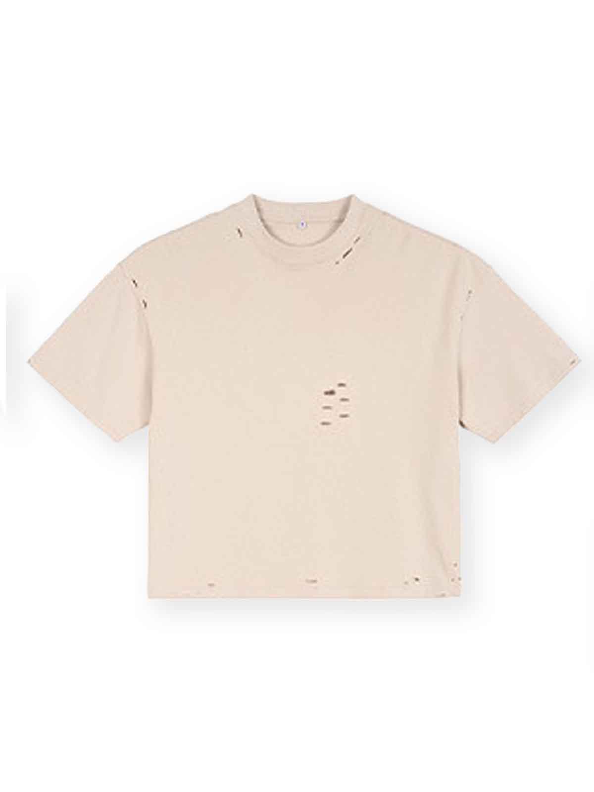 Vintage Ripped Solid Color Streetwear T-shirt