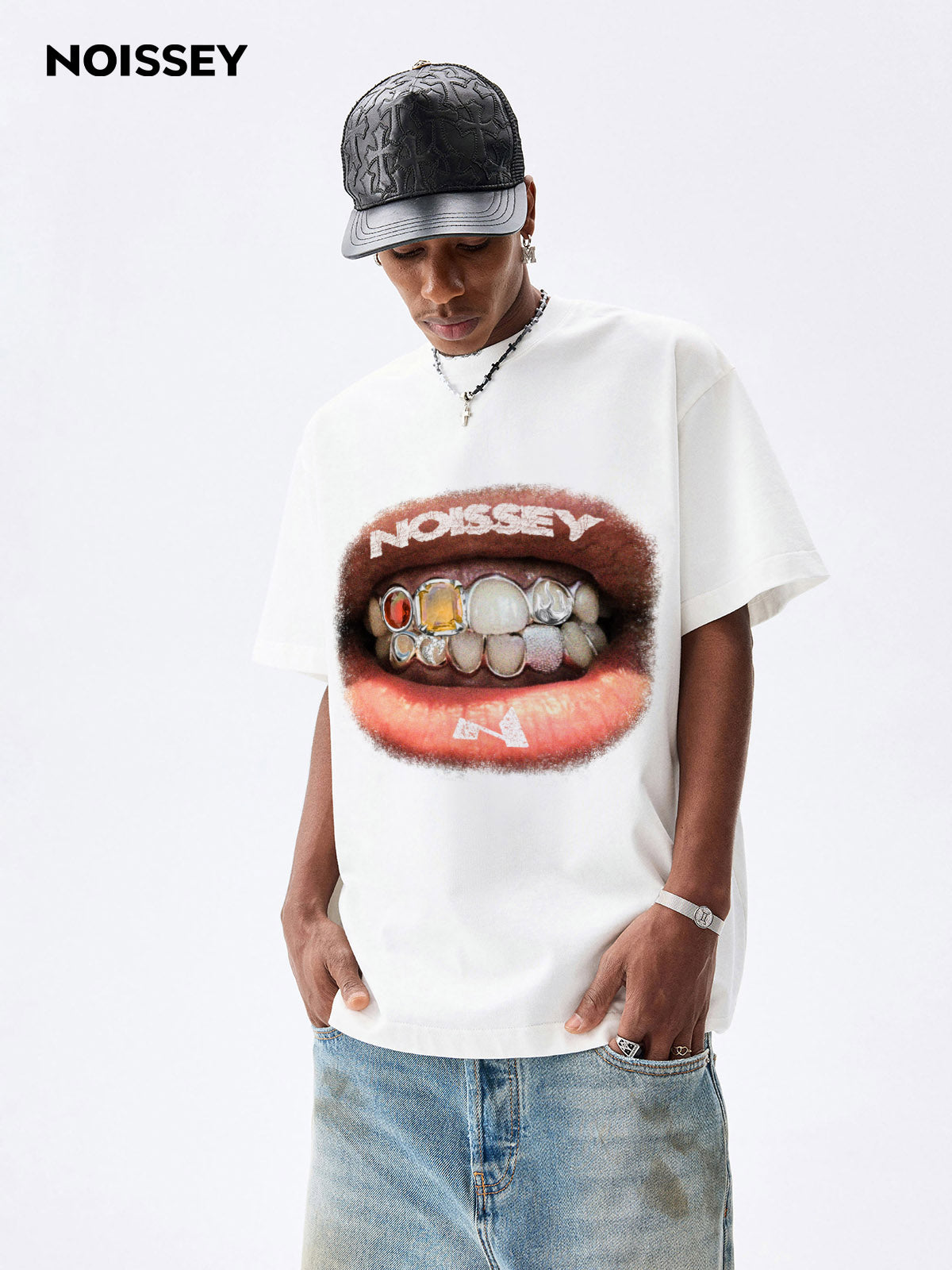 High quality Retro Lip Grills Noissey Print T-Shirt 310g