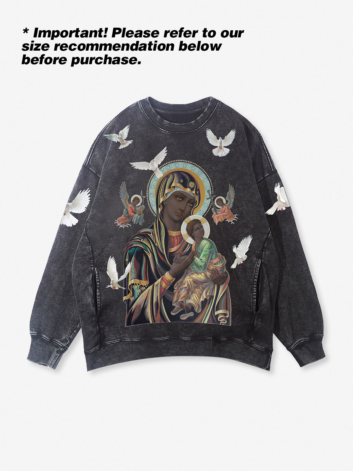 UNKNOWN ALLURE© Madonna and Child Thick Round Neck Sweatshirt