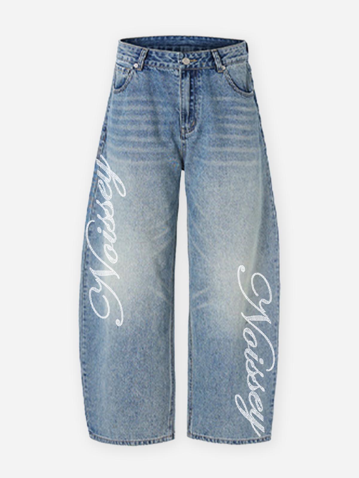 NOISSEY American Vintage Whiskered Curved-Leg Denim Jeans - Mud Blue / Washed Black / Light Blue