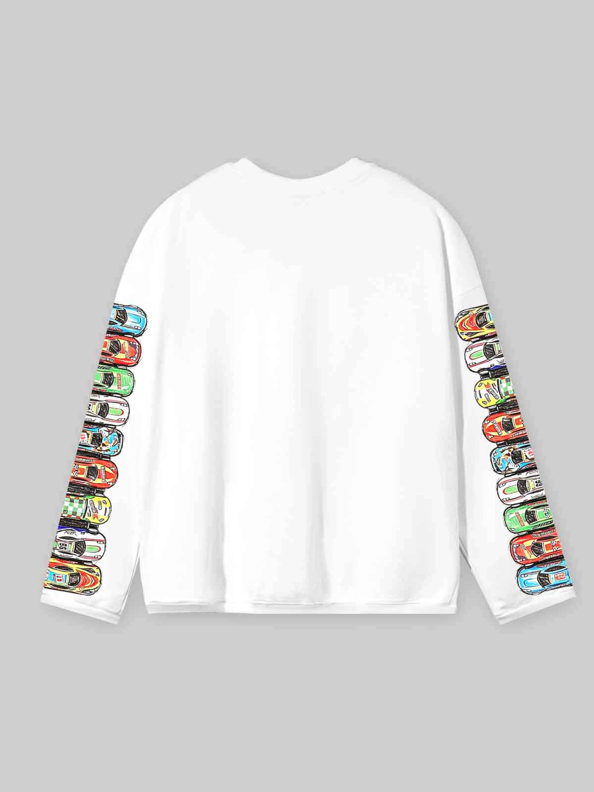 NOISSEY Hand-Drawn Toy Cars Girl Graffiti Long-Sleeve Sweatshirt