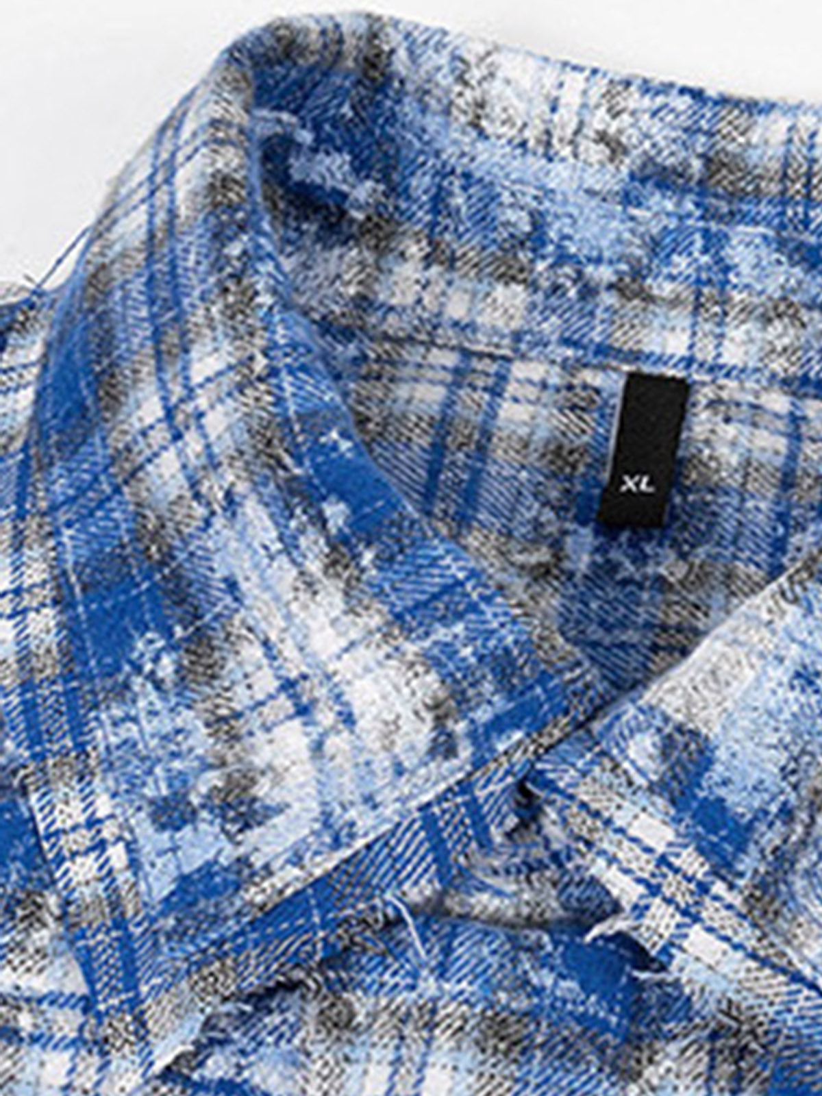 Grungy Vintage Frayed Edge Plaid Shirt