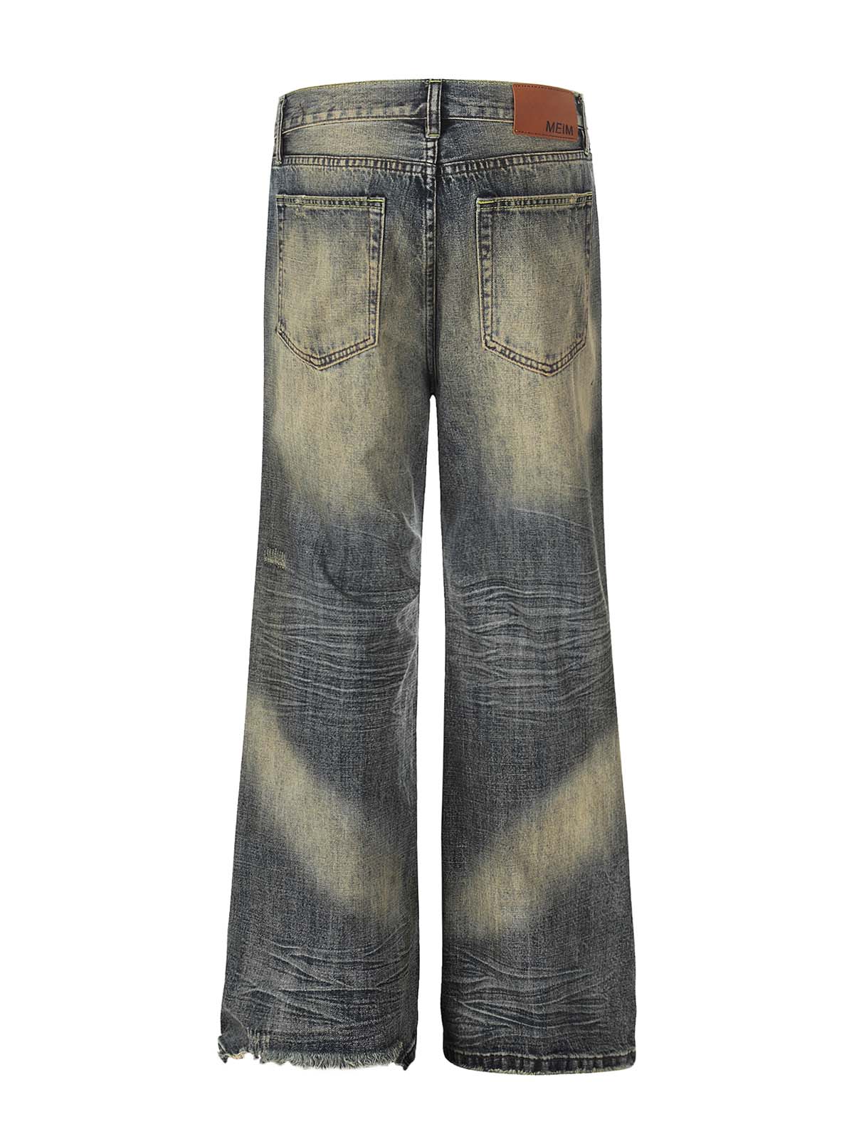NOISSEY VINTAGE MUD WASH DISTRESSED WIDE-LEG BAGGY JEANS