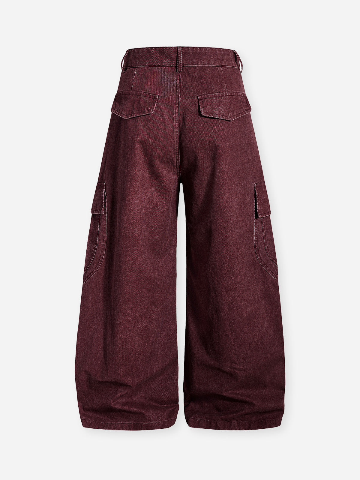 Washed distressed curved-leg cargo pants