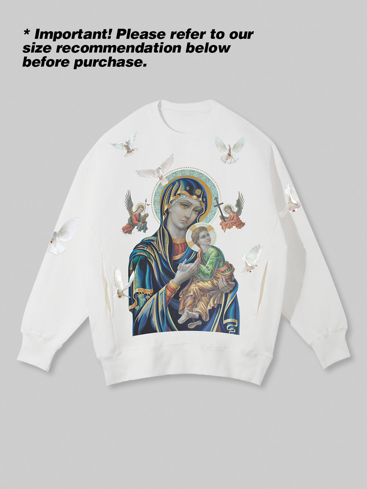 UNKNOWN ALLURE© Dickes Rundhals-Sweatshirt mit Madonna und Kind