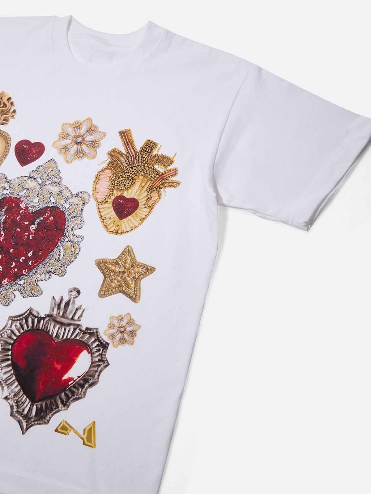 Gold and Red Sacred Heart Collage Print T-shirt