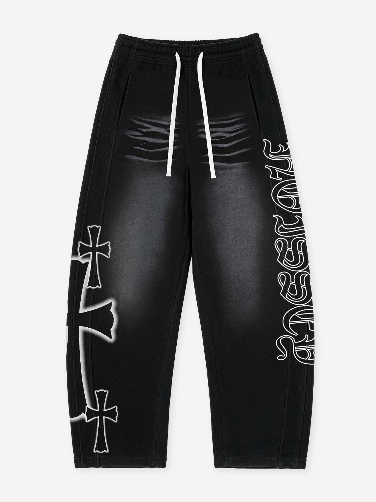 NOISSEY "Dark Sanctum" Distressed Curved Long Pants - Black