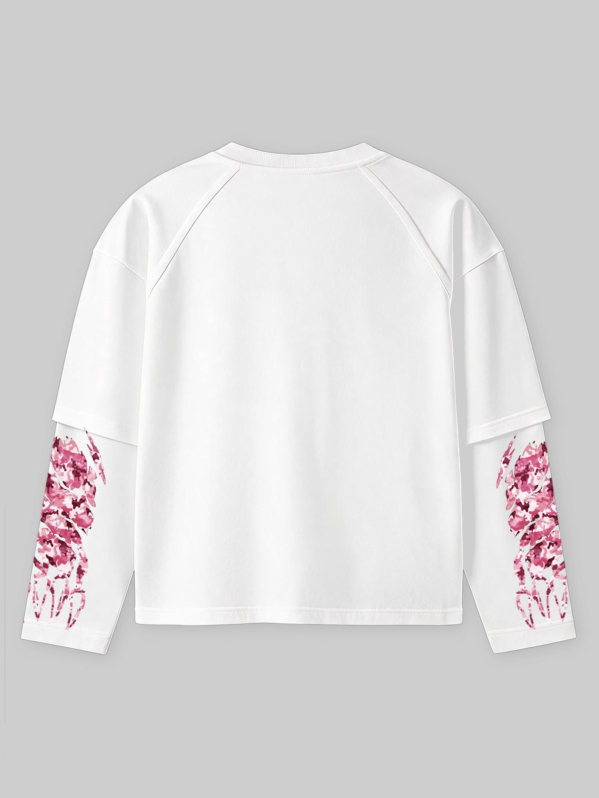 NOISSEY "I Was Created to Create" Pink Camo Dino Fake Two-Piece Long-Sleeve Tee