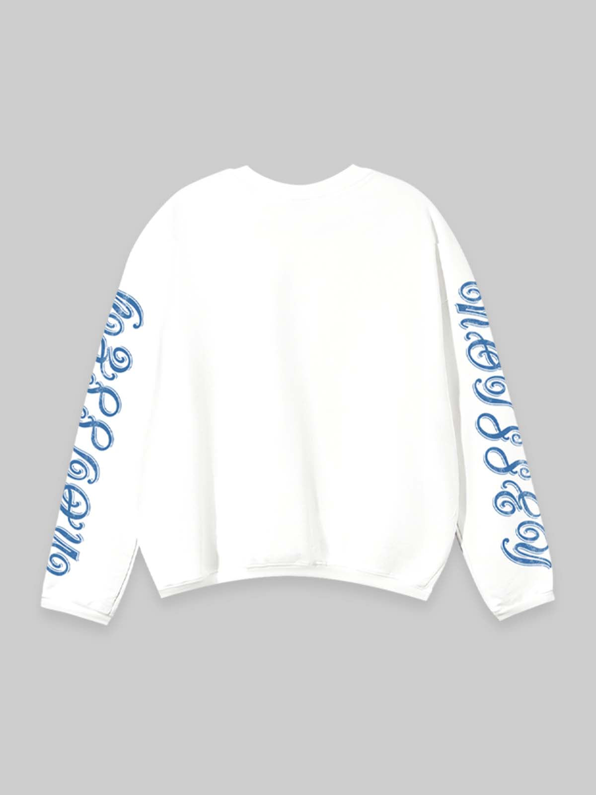 Cyanotype-style Top Featuring a Reclining Statue of Liberty Printed Air-layer Long-sleeve