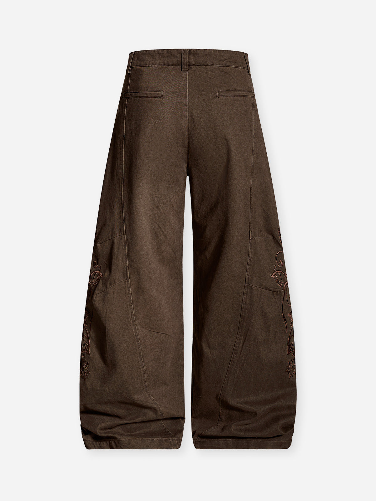 Old-money style floral embroidery cargo pants