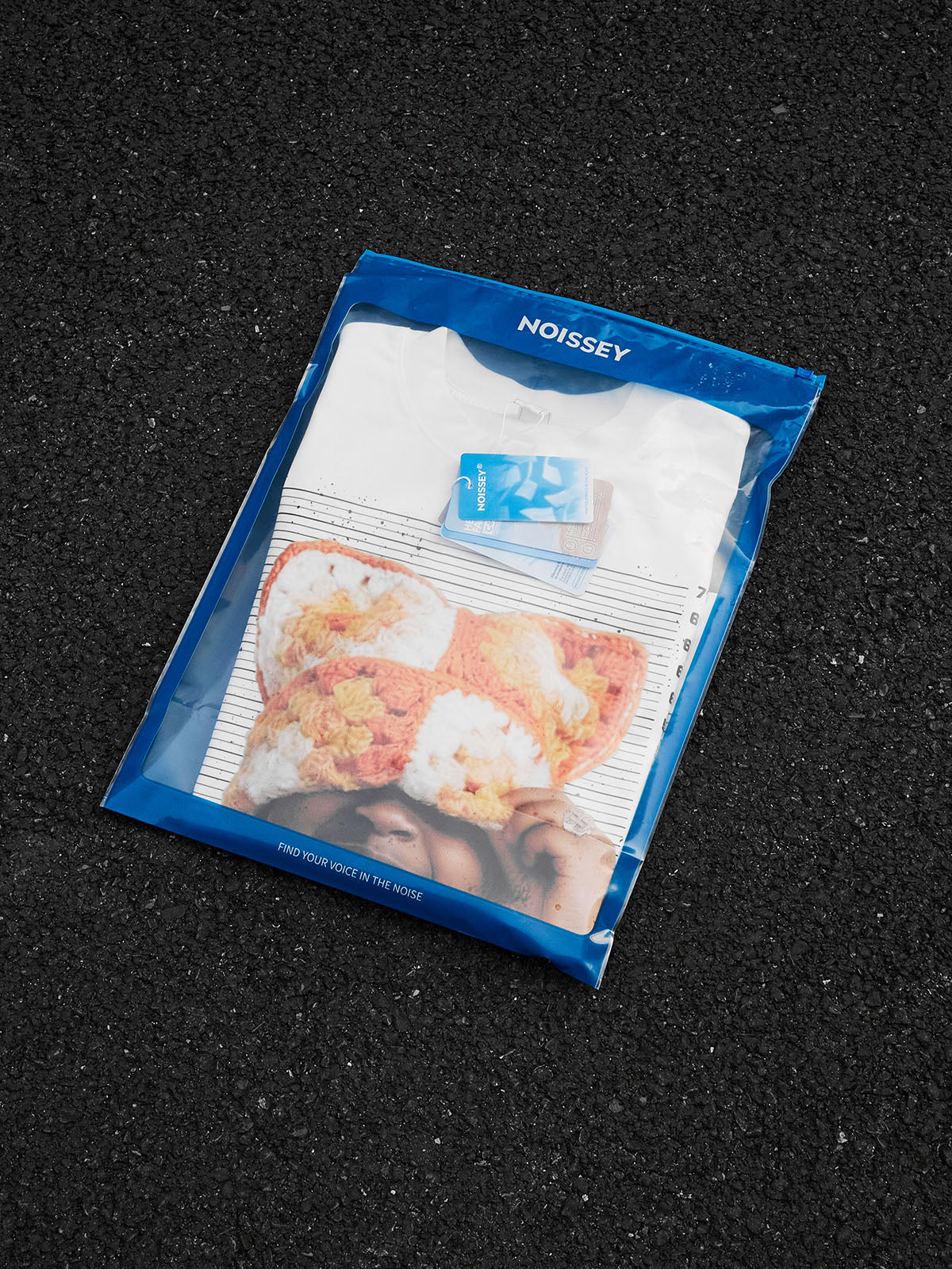 NOISSEY "Urban Mischief" Cat-Ear Beanie Graphic T-Shirt - White