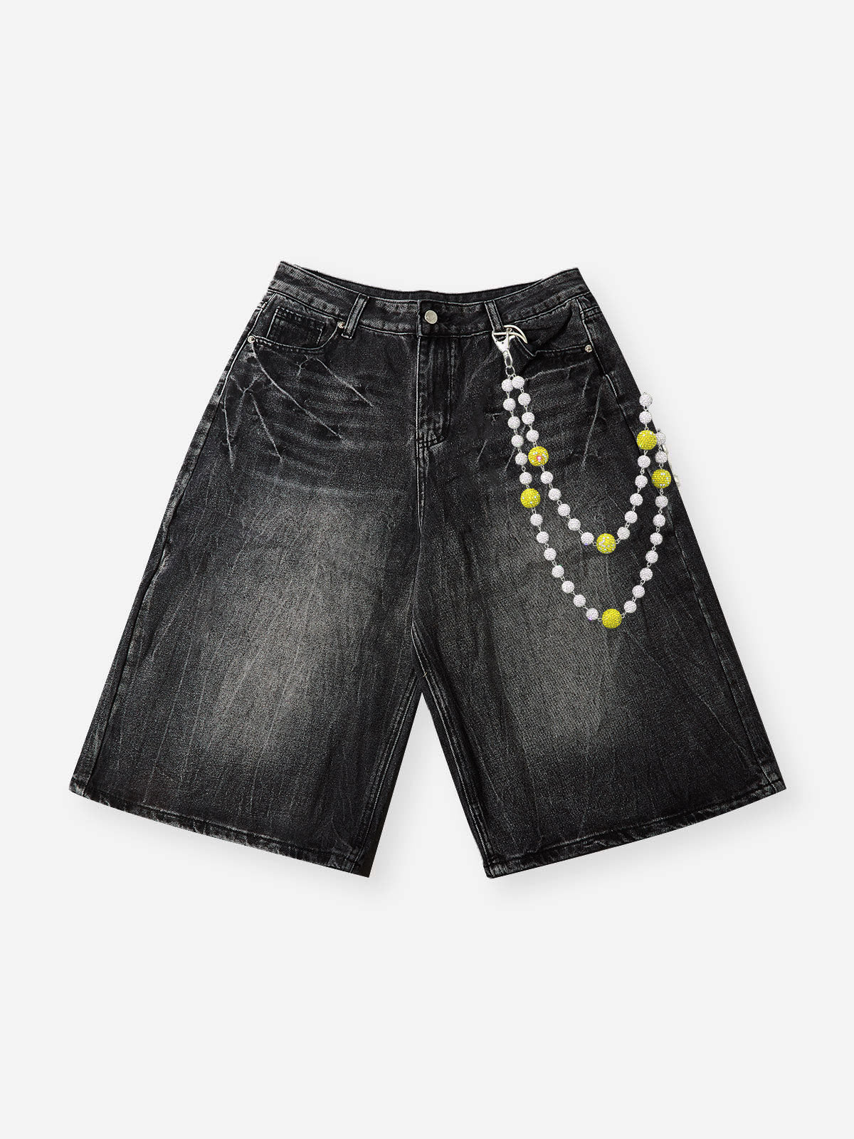 NOISSEY Wash Black Denim Shorts - DIY Chain Combo