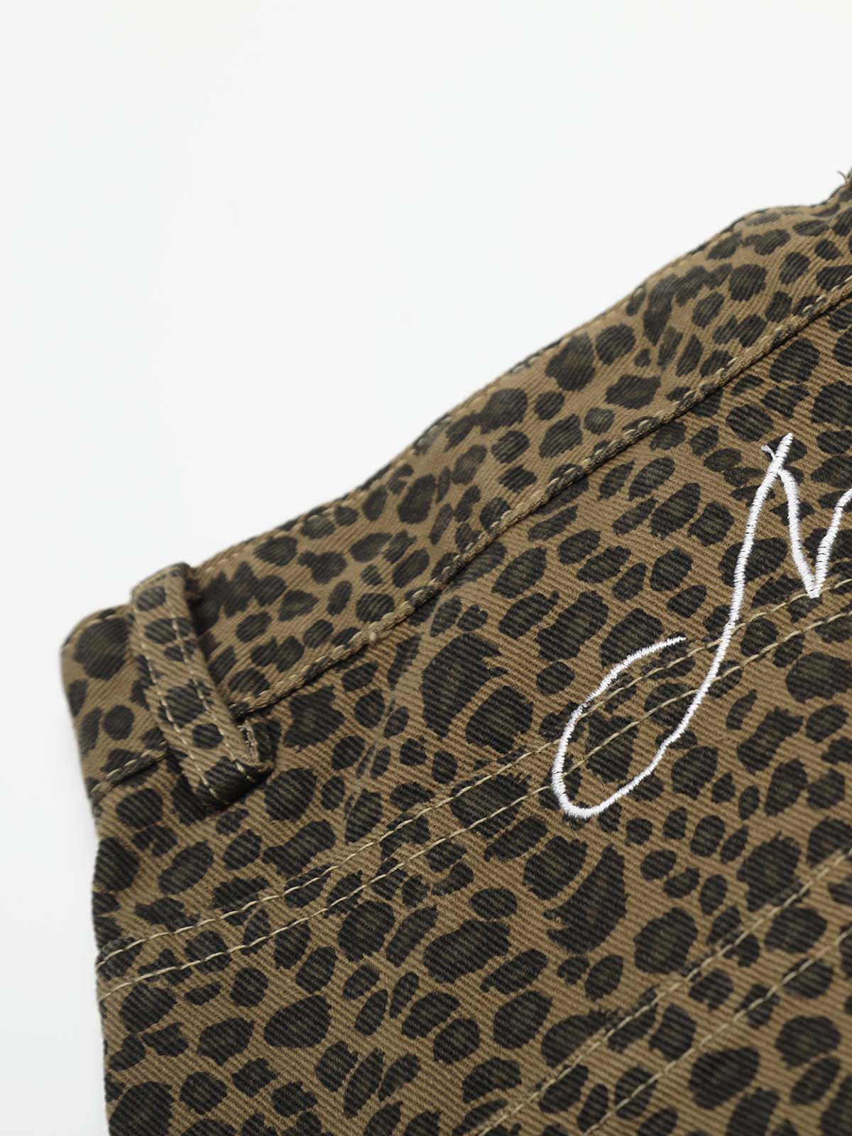 Leopard-Print Machete-Cut Middle split Jeans
