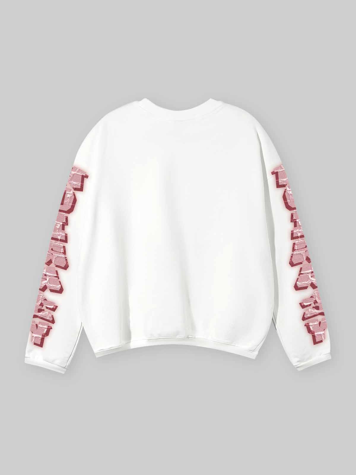Street Story Double-Sleeve Graffiti White Print Air-Cotton Long-Sleeve Shirt