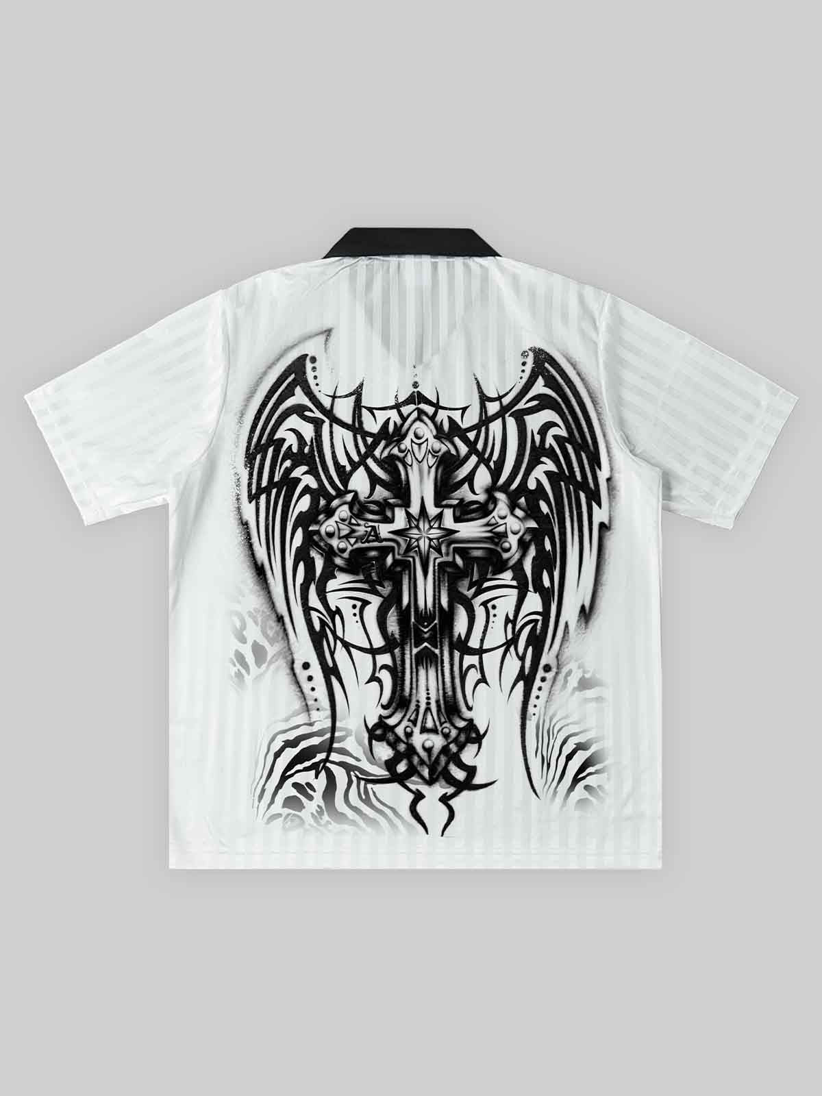 NOISSEY ATHLETIC FIT TRIBAL TOTEM GOTHIC CROSS SOCCER JERSEY